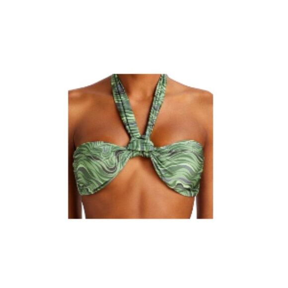 Cult Gaia Manon Printed Halter Bikini Top + Bottoms  Set XL Green NWT - Picture 2 of 4